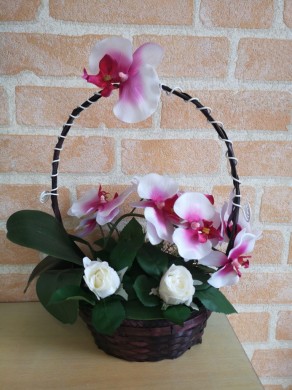 Panier orchidées artificielles